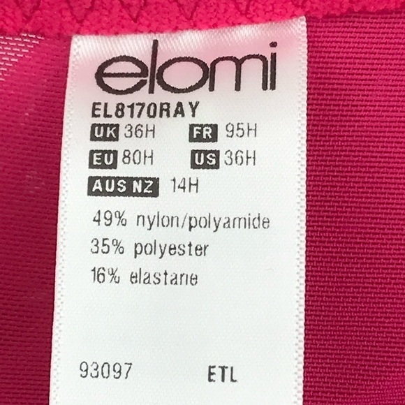 Elomi Betty Underwire Plunge Bra UK 36H US 36K EL8170 - Picture 10 of 14